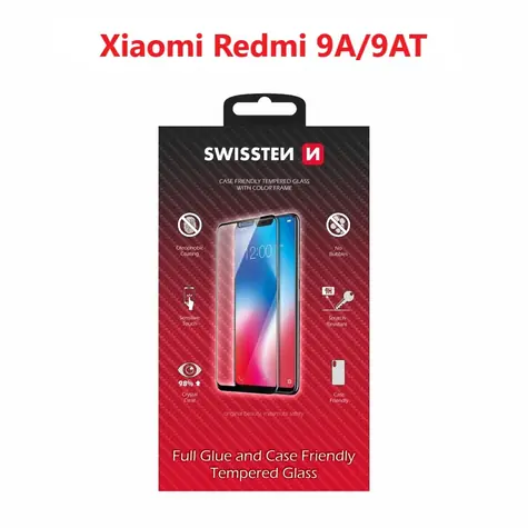 SWISSTEN FULL GLUE COLOR FRAME CASE FRIENDLY sklo pro XIAOMI REDMI 9A & XIAOMI REDMI 9AT černá
