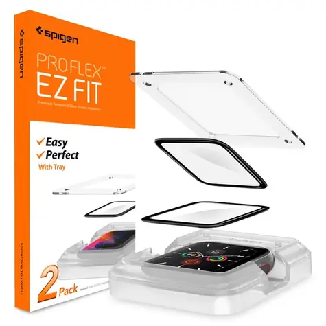Spigen Pro Flex EZ Fit 2 Pack ochranné sklo s aplikačním nástrojem pro Apple Watch 6 & SE & 5 & 4 44 mm / 2ks