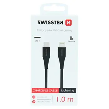 SWISSTEN Datový kabel USB-C - LIGHTNING 1m černá