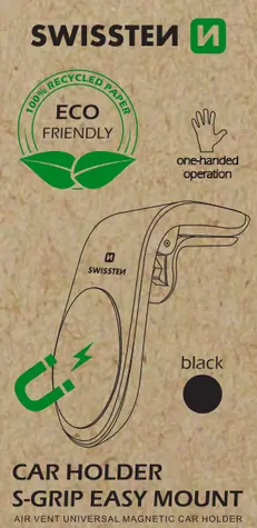 SWISSTEN EASY MOUNT černá (ECO BALENÍ) / Kovový magnetický držák do auta