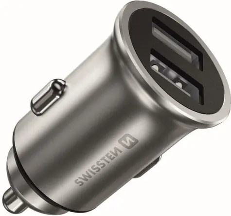 SWISSTEN METAL CL adaptér  2x USB 4.8A stříbrná (ECO BALENÍ)