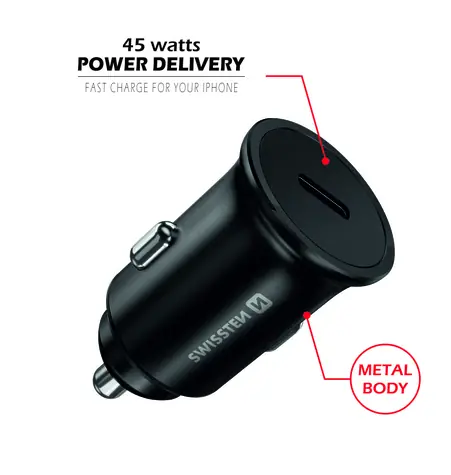 SWISSTEN CL adaptér  1x USB-C PD3.0 45W černá 