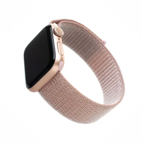 FIXED Nylon Strap Nylonový řemínek pro Apple Watch 44mm & Watch 42mm růžově zlatá