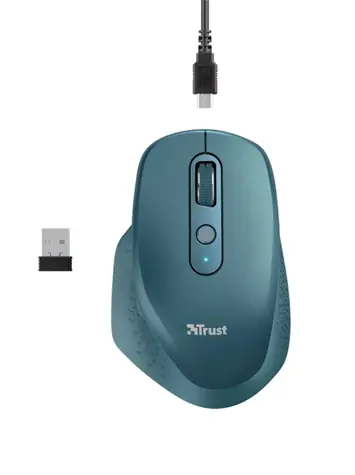 Trust Ozaa Rechargeable Wireless Mouse modrá / Bezdrátová optická myš / 2400DPI / 2.4 GHz / USB 