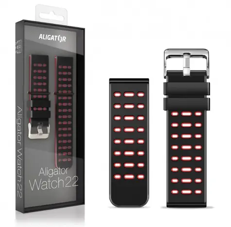 Aligator Silikonový řemínek Duální 22mm červená