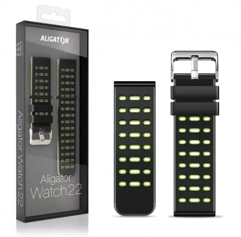 Aligator Silikonový řemínek Duální 22mm zelená
