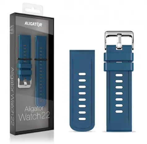 Aligator Silikonový řemínek 22mm modrá
