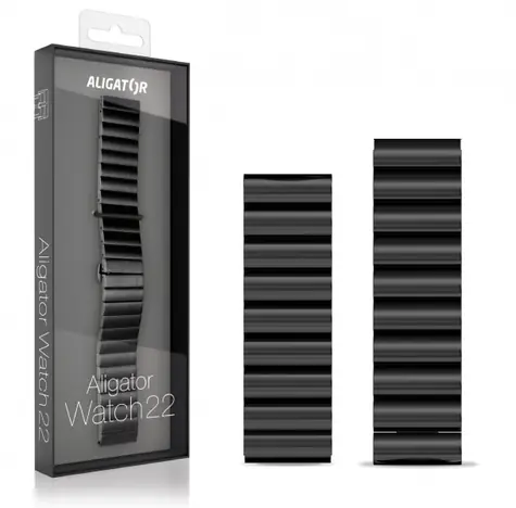 Aligator Kovový řemínek 22mm černá