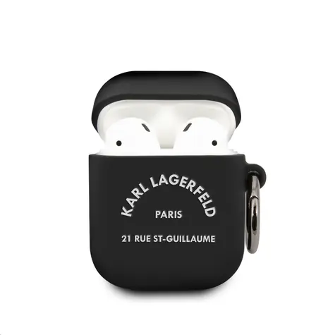 Karl Lagerfeld Rue St Guillaume Silikonové Pouzdro pro Apple Airpods 1 & 2 černá