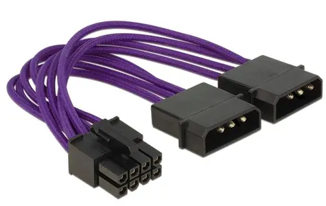 Delock napájecí kabel 8 pin EPS > 2 x 4 pin textilní fialová