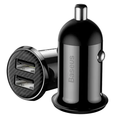 Baseus CCALLP-01 Grain Pro Dual USB nabíječka do auta černá / 5V / 2.4A / 2x USB-A / do autozapalovače