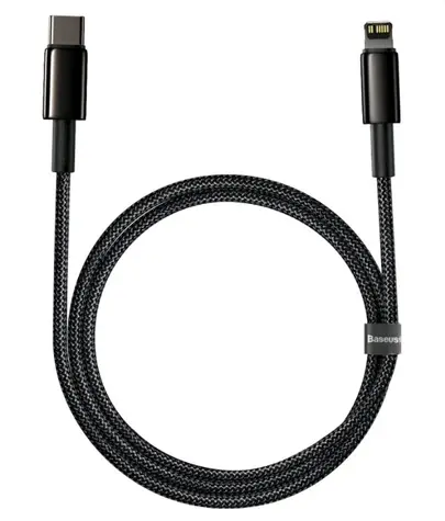 Baseus CATLWJ-01 Tungsten Gold Fast Charge černá / Kabel USB-C na Lightning 20W 1 m