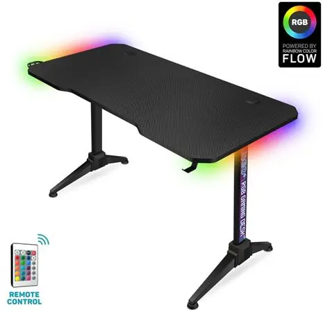 CONNECT IT NEO+ XL černá / Herní stůl / RGB LED / Š: 120 cm / V: 75 cm / H: 60 cm / nosnost 100 kg
