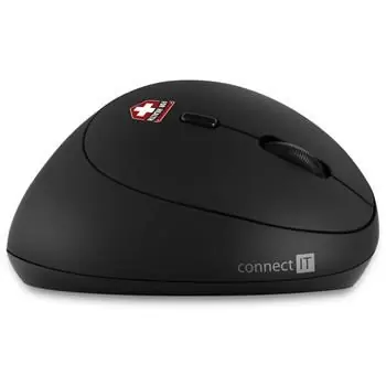 Rozbaleno - CONNECT IT FOR HEALTH LADIES ergonomická vertikální bezdrátová myš černá/2.4GHz/1600DPI/6 tlačítek/1x AA / rozbaleno