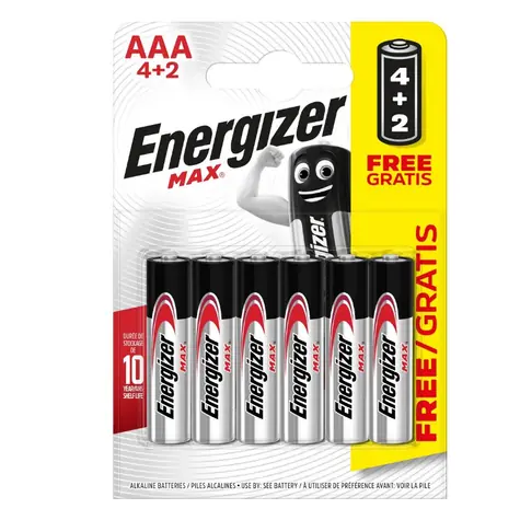 Energizer MAX Baterie - Mikrotužka AAA 6ks (4+2 zdarma)