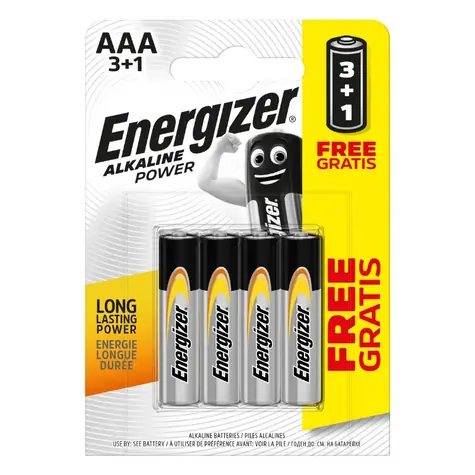 Energizer Alkaline Power Baterie - Mikrotužka AAA 4 ks (3+1 zdarma)