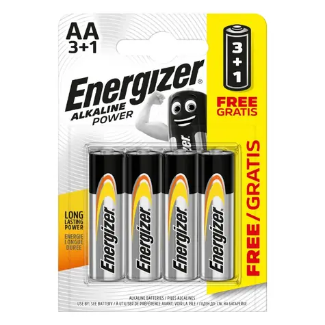 Energizer Alkaline Power Baterie - Tužka AA 4 ks (3+1 zdarma)