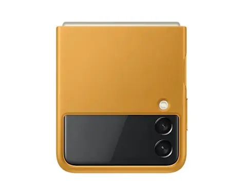SAMSUNG Leather Cover Kožený zadní kryt pro Samsung Galaxy Z Flip3 hořčicová