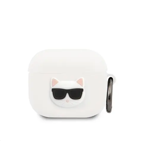 Karl Lagerfeld Choupette Head Silikonové Pouzdro pro Airpods 3 bílá