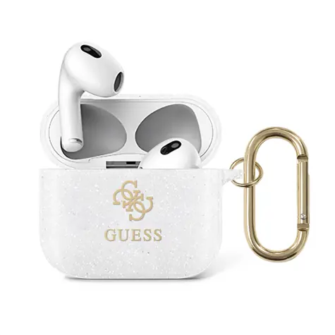 GUESS 4G TPU Glitter Pouzdro pro Apple Airpods 3 transparentní