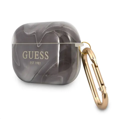 GUESS TPU Shiny Marble Pouzdro pro Apple Airpods Pro černá
