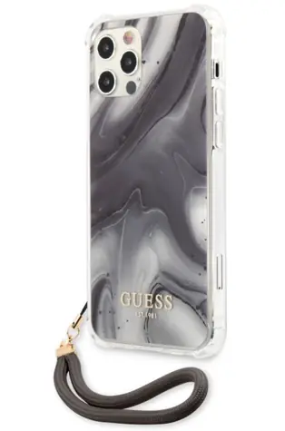 GUESS TPU Marble Zadní Kryt pro Apple iPhone 12 & 12 Pro šedá
