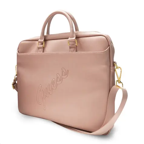 GUESS PU Saffiano Vintage Script Computer Bag 15-16