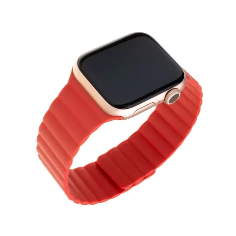 FIXED Magnetic Strap Silikonový řemínek s magnetickým zapínáním pro Apple Watch 42 & 44 mm červená