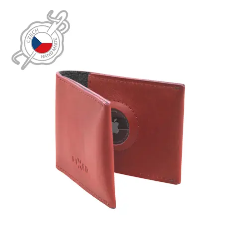 FIXED Wallet for AirTag Kožená peněženka z pravé hovězí kůže červená