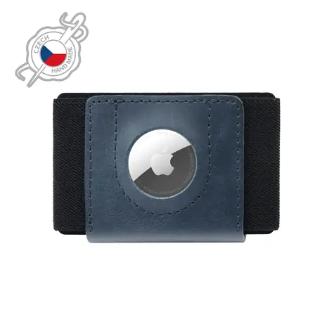 FIXED Tiny Wallet for AirTag Kožená peněženka z pravé hovězí kůže modrá
