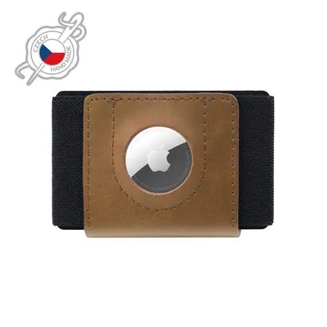 FIXED Tiny Wallet for AirTag Kožená peněženka z pravé hovězí kůže hnědá