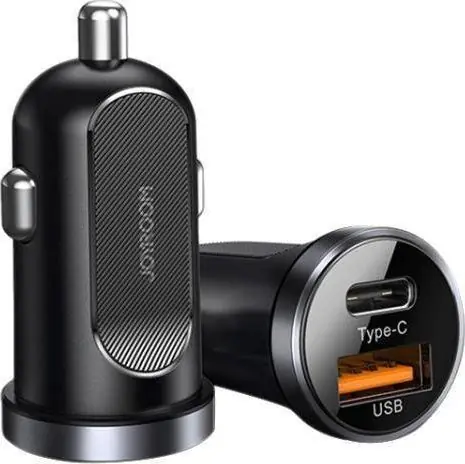 Joyroom C-A08 Mini Dual-port 30W autonabíječka černá / PD+QC3.0 / USB-A + USB-C