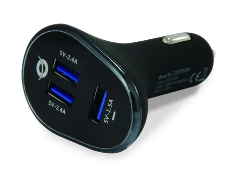 Conceptronic CARDEN06B USB autonabíječka černá / 31.5W / 3x USB-A