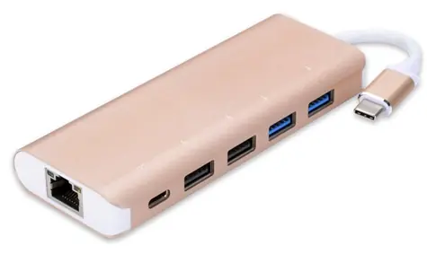 PremiumCord USB3.1 Gigabit RJ45 adapter / hub 4x USB2.0 samice / 1x PD