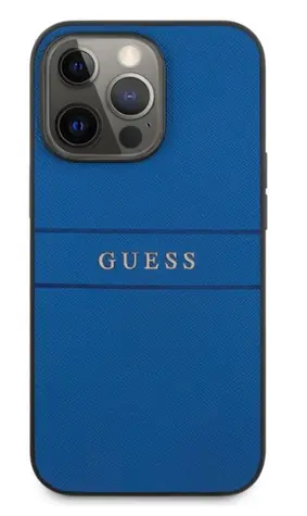 Guess PU Leather Saffiano Zadní Kryt pro Apple iPhone 13 Pro modrá / doprodej