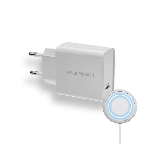RealPower PC-MagSet / nabíječka 20W s USB-C PD a magnetickou podložkou