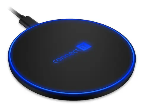 CONNECT IT WiFast černá / Bezdrátová nabíječka Qi / 10 W / MicroUSB / LED indikace / Fast Charge
