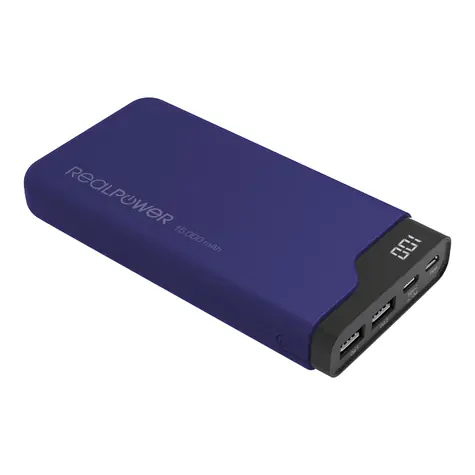 RealPower PB-15000C / Powerbanka 15000 mAh / 2x USB & 1x USB-C / 5V / 3.1A