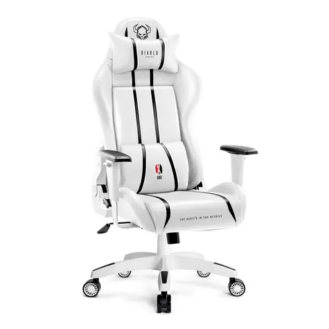 Diablo X-One 2.0 King bílá / herní židle / nastavitelná / umělá kůže / pojezdová kolečka / nosnost 180 kg