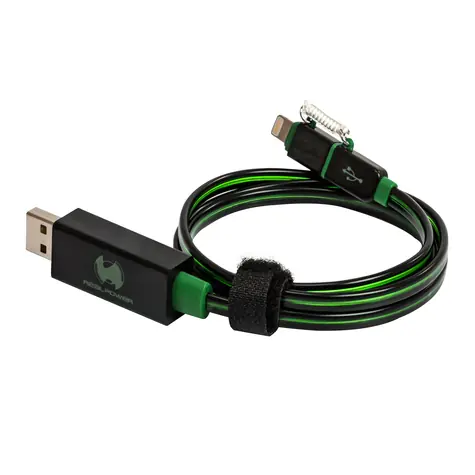 RealPower USB kabel 2v1 USB 2.0 USB-A - Micro-B & Lightning 75 cm LED zelená