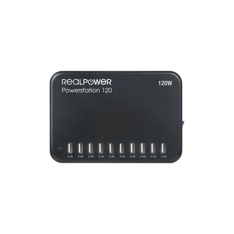 RealPower Powerstation 10 černá / nabíjecí adaptér pro 10 zařízení / 120W