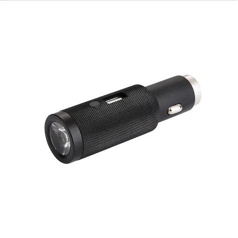 RealPower 219736 Torch USB nabíječka do auta černá / 1x USB/ 2400 mA