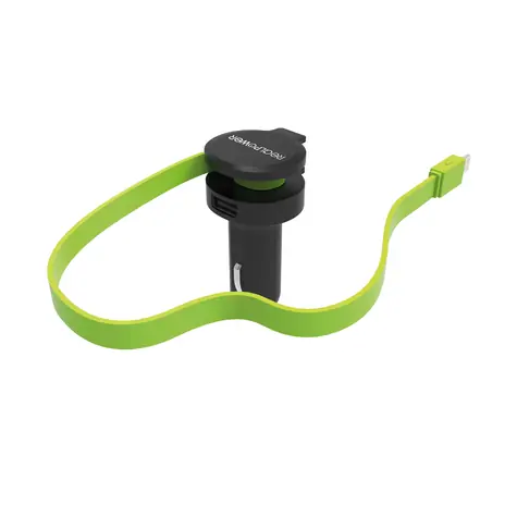 RealPower 257637 L USB nabíječka s kabelem do auta černá / 2x USB/ 2400 mA