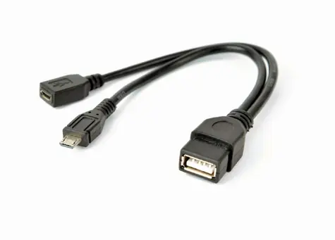 Gembird OTG adaptér Micro USB (M) - USB-A (F) černá / 1x Micro USB (M) / 1x USB-A (F) / 1x Micro USB (F)