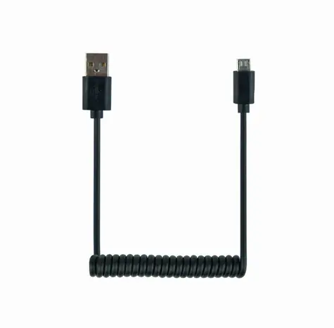 Gembird Micro USB kroucený kabel 1.8 m / USB-A (M) - Micro USB (M) / černá