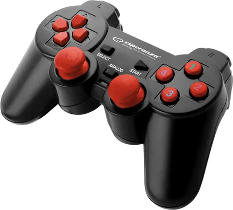 Esperanza EGG102R Warrior gamepad černo-červený / vibrační systém / 12 tlačítek / pro PC a PS3