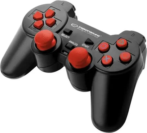 Esperanza EGG106 Corsair gamepad černo-červený / vibrační systém / 12 tlačítek / pro PC & PS2 & PS3