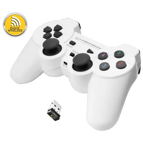 Esperanza EGG108W Gladiator gamepad bílá / bezdrátový / 12 tlačítek / pro PC a PS3