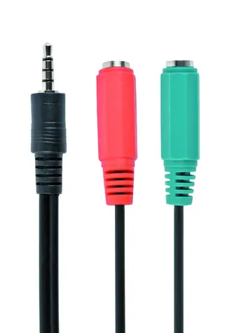 Gembird CCA-417 audio 3.5 mm jack adaptér / 1x 3.5 mm 4-pin (M) - 2x 3.5 mm 3-pin jack (F) / 20cm