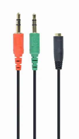 Gembird CCA-418 audio 3.5 mm jack adaptér / 3.5 mm 4-pin (F) - 2x 3.5 mm 3-pin jack (M)